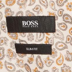 Pre Owned Boss By Hugo Boss Orange Cotton Button Front Shirt L