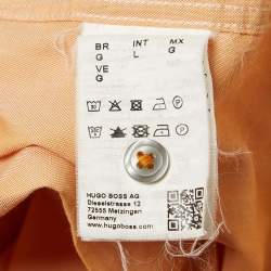 Pre Owned Boss By Hugo Boss Orange Cotton Button Front Shirt L