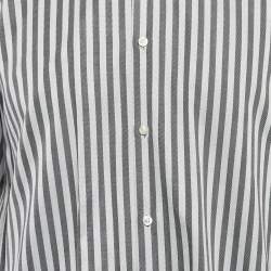 Pre Owned Boss By Hugo Boss Grey Stripe Cotton Slim Fit Shirt XL