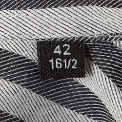 Pre Owned Boss By Hugo Boss Grey Stripe Cotton Slim Fit Shirt XL