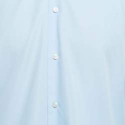 Pre Owned Boss By Hugo Boss Blue Cotton Regular Fit Shirt M