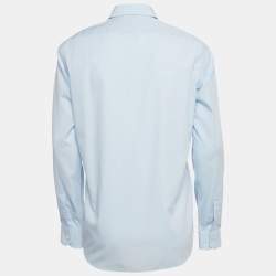 Pre Owned Boss By Hugo Boss Blue Cotton Regular Fit Shirt M