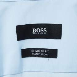 Pre Owned Boss By Hugo Boss Blue Cotton Regular Fit Shirt M