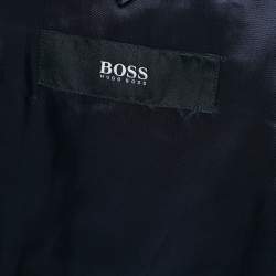 Boss By Hugo Boss Blue Patterned Virgin Wool Single Breasted Blazer S