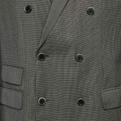 Pre Owned Boss By Hugo Boss Grey Patterned Virgin Wool Super 100 Blazer XL