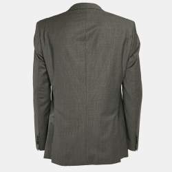 Pre Owned Boss By Hugo Boss Grey Patterned Virgin Wool Super 100 Blazer XL