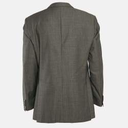 Pre Owned Boss By Hugo Boss Grey Patterned Virgin Wool Blazer XL