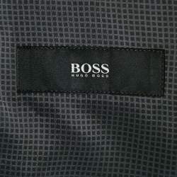 Pre Owned Boss By Hugo Boss Grey Patterned Virgin Wool Blazer XL