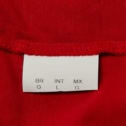 Pre Owned Boss By Hugo Boss Red Logo Print Jersey Crew Neck T-Shirt L