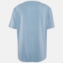 Pre Owned Boss By Hugo Boss Blue Logo Print Jersey Crew Neck T-Shirt XXL