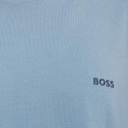Pre Owned Boss By Hugo Boss Blue Logo Print Jersey Crew Neck T-Shirt XXL
