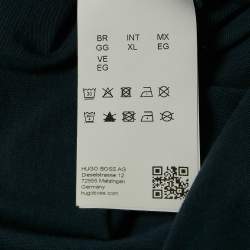 Pre Owned Boss By Hugo Boss Blue Logo Print Jersey T-Shirt XL