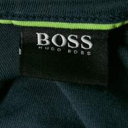 Pre Owned Boss By Hugo Boss Blue Logo Print Jersey T-Shirt XL
