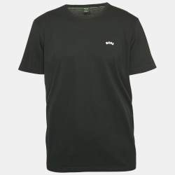 Pre Owned Boss By Hugo Boss Black Logo Print Jersey Crew Neck T-Shirt XL
