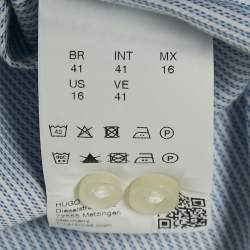 مملوكة مسبقًا قميص بوس باي هوغو بوس مقلم قطني أزرق مقاس كبير إليوت بقصة منتظمة