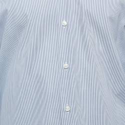 مملوكة مسبقًا Boss By Hugo Boss Blue Striped Cotton Regular Fit Elliott Shirt L