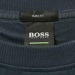 Pre Owned Boss by Hugo Boss Blue Logo Print Cotton Knit Sweatshirt XXL