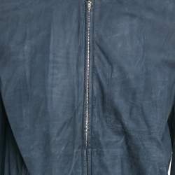 Boss By Hugo Boss Blue Suede Zip-Up Jacket XL