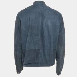 Boss By Hugo Boss Blue Suede Zip-Up Jacket XL
