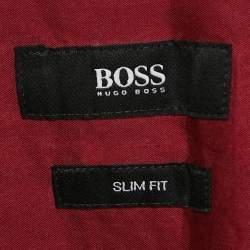 Boss By Hugo Boss Red Checked Cotton Slim Fit Ronny Shirt M