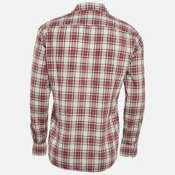 Boss By Hugo Boss Red Checked Cotton Slim Fit Ronny Shirt M