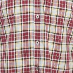 Boss By Hugo Boss Red Checked Cotton Slim Fit Ronny Shirt M