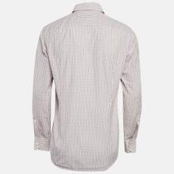 Pre Owned Boss Selection By Hugo Boss White Checked Cotton Tobian Shirt M