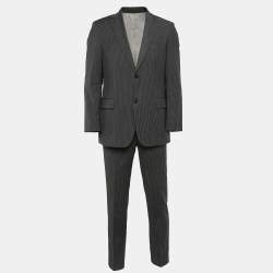 Boss By Hugo Boss Grey Pinstripe Wool Single Breasted Pants Suit S