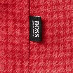Pre Owned Boss By Hugo Boss Red Houndstooth Jersey Slim Fit Polo T-Shirt XL