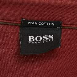 مملوكة مسبقًا Boss by Hugo Boss Red Jersey Long Sleeve Polo T-Shirt L