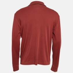 مملوكة مسبقًا Boss by Hugo Boss Red Jersey Long Sleeve Polo T-Shirt L
