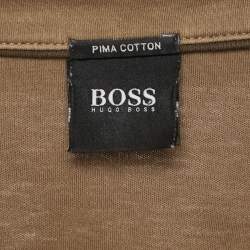 م ملوكة مسبقًا قميص بولو هوجو بوس بنى جيرسي بأكمام طويلة مقاس كبير - لارج