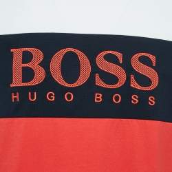 Pre Owned Boss By Hugo Boss Multicolor Logo Embroidery Cotton Blend T-Shirt L
