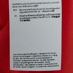 مملوكة مسبقًا قميص بوس باي هوغو بوس طباعة شعار أحمر قطن ياقة طاقية مقاس كبير