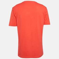 مملوكة مسبقًا قميص بوس باي هوغو بوس طباعة شعار أحمر قطن ياقة طاقية مقاس كبير