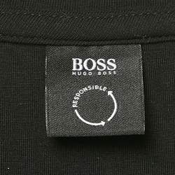 Pre Owned Boss By Hugo Boss Black Logo Print Cotton Crew Neck T-Shirt L