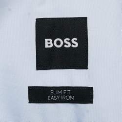 Pre Owned Boss By Hugo Boss Blue Cotton Slim Fit Shirt M