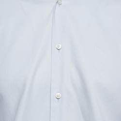 Pre Owned Boss By Hugo Boss Blue Cotton Slim Fit Shirt M