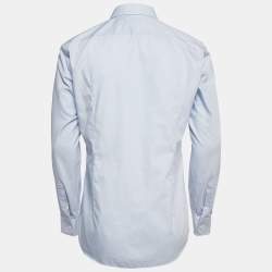 Pre Owned Boss By Hugo Boss Blue Cotton Slim Fit Shirt M