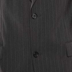 Pre Owned Boss By Hugo Boss Grey Pin Striped Wool Paolini Blazer L