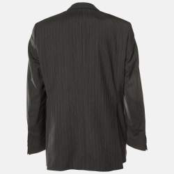 Pre Owned Boss By Hugo Boss Grey Pin Striped Wool Paolini Blazer L