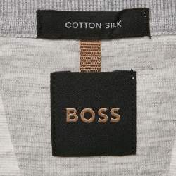 مملوكة مسبقًا تي شيرت بوس باي هوغو بوس رمادي بسحاب مقاس ضخم جداً جداً