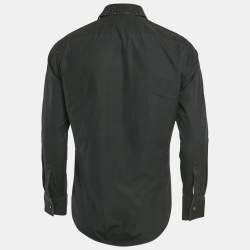 Boss By Hugo Boss Black Two Ply Cotton Collar Embellished Shirt S