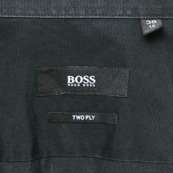 Boss By Hugo Boss Black Two Ply Cotton Collar Embellished Shirt S