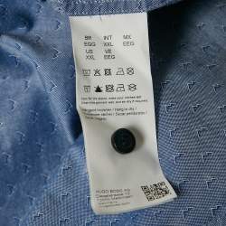 Pre Owned Boss By Hugo Boss Blue Patterned Cotton Long Sleeve Shirt XXL