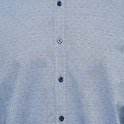 Pre Owned Boss By Hugo Boss Blue Patterned Cotton Long Sleeve Shirt XXL