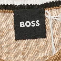 Pre Owned Boss By Hugo Boss Caramel Brown Linen Blend Crew Neck T-Shirt S
