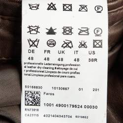 Pre Owned Boss by Hugo Boss Brown Fur Trim Leather Jacket with Vest M