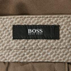 Boss By Hugo Boss Brown Gabardine Regular Fit Trousers L