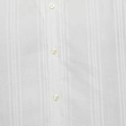 Pre Owned Boss By Hugo Boss White Striped Ramie Button Front Shirt L